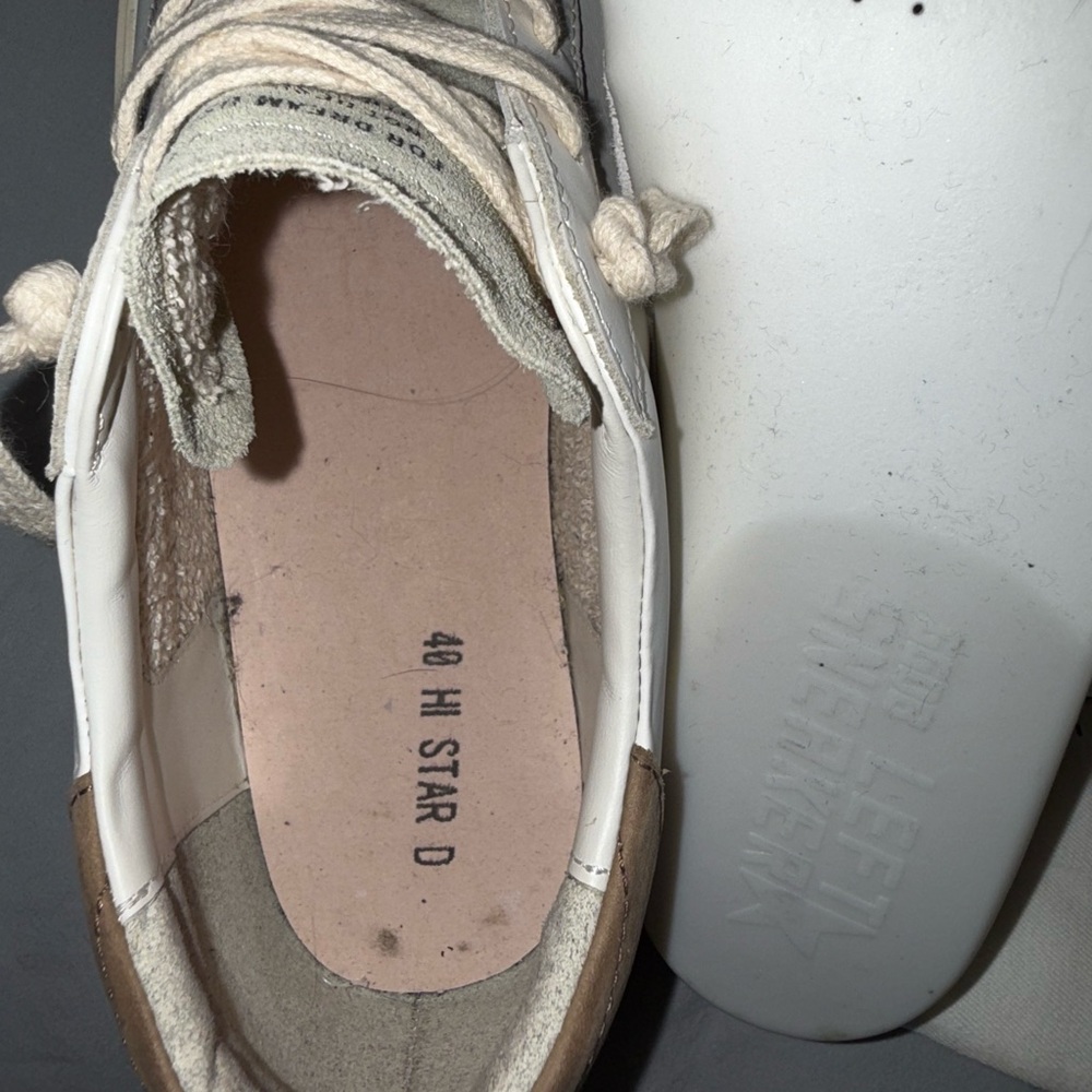 Golden Goose White Leather Dove Gray Glitter Star Nubuck Heel Shoes Sneakers 40 - Picture 6 of 7